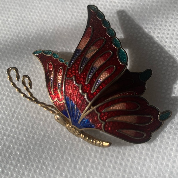 Cloisonné Enamel Butterfly Brooch - Picture 11 of 14